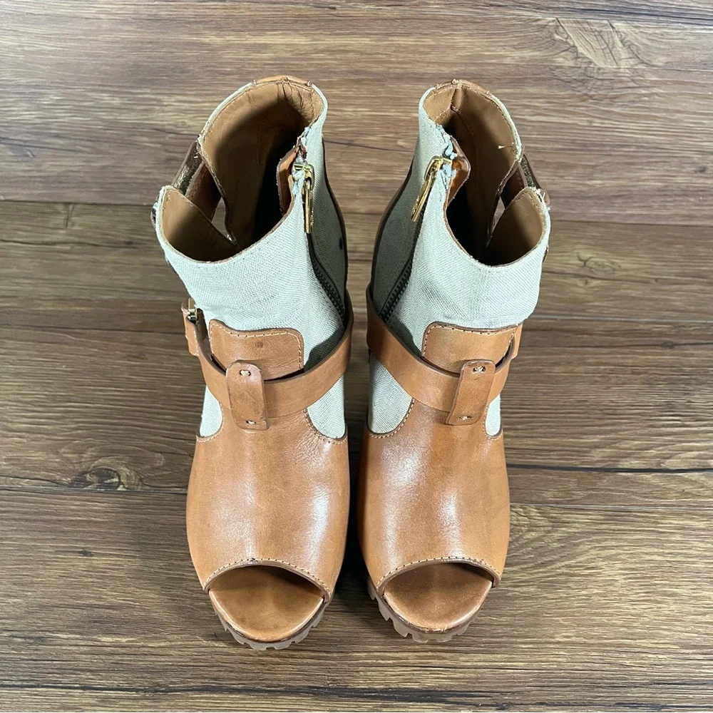TORY‎ BURCH “Oren” Heels Peep Toe Shoes Women’s Size 7.5 Leather